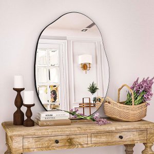Irregular Wall Mirror, Black Bathroom Wall Mounted Mirror