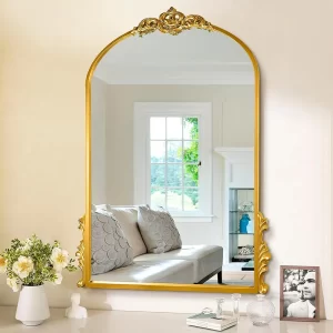 Gold Antique Decor Baroque Wall Mirror, Anthropologie Dupes French Curve Arch Hanging Mirror