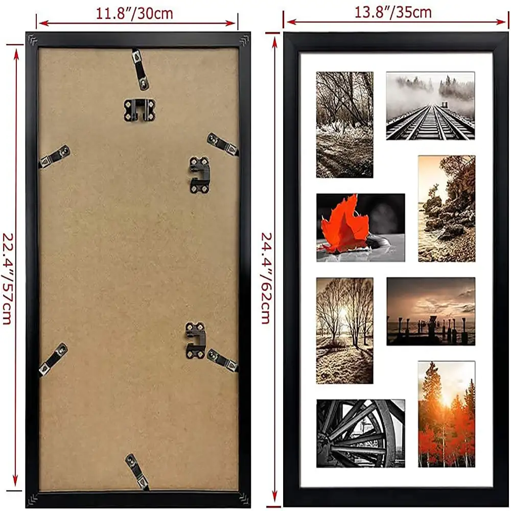 4x6 Inch Black Collage Picture Frame, 8 Openings Matted Collage Frame,16 Multi Photos for Wall