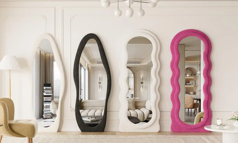 Modern Design Irregular Wavy Full Body Mirror For Bedroom