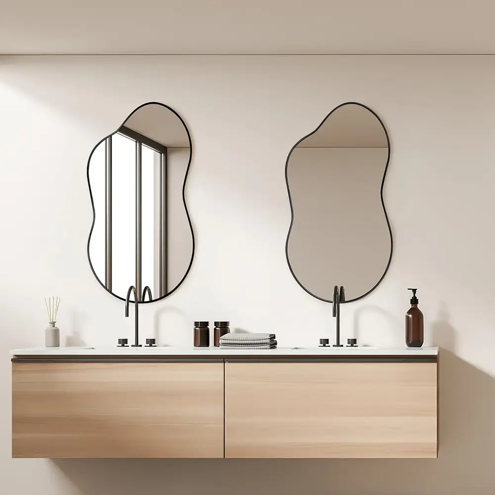 Irregular Wall Mirror, Black Asymmetrical Mirror with Cloud Shape - Decorative Mirror - 2