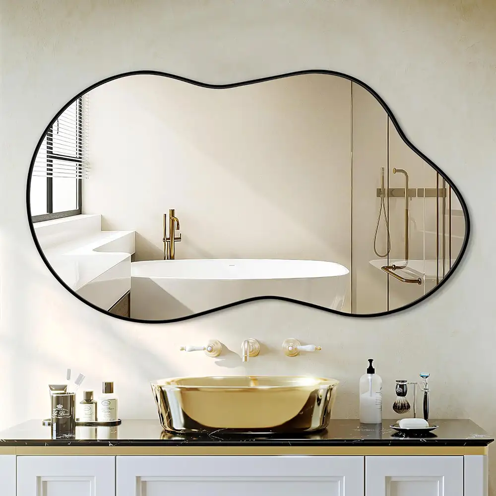 Irregular Wall Mirror, Black Asymmetrical Mirror with Cloud Shape - Decorative Mirror - 1